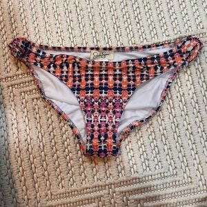 Jessica Simpson Printed Twisted Bikini Bottoms Size Large | Fuchsia Multi NWT